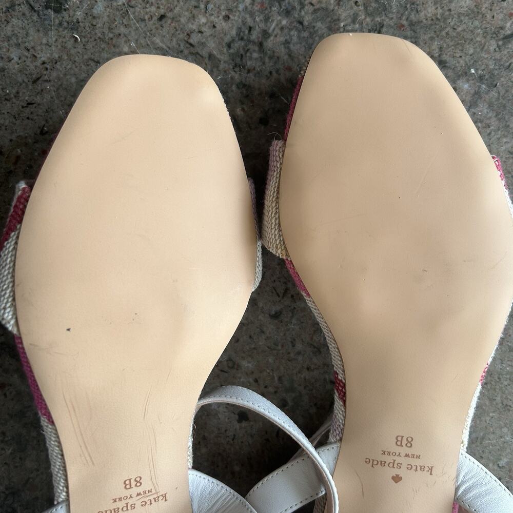 Kate Spade Lottie Pink Stripe Block Heel Sandals Women’s 8 - Picture 9 of 9